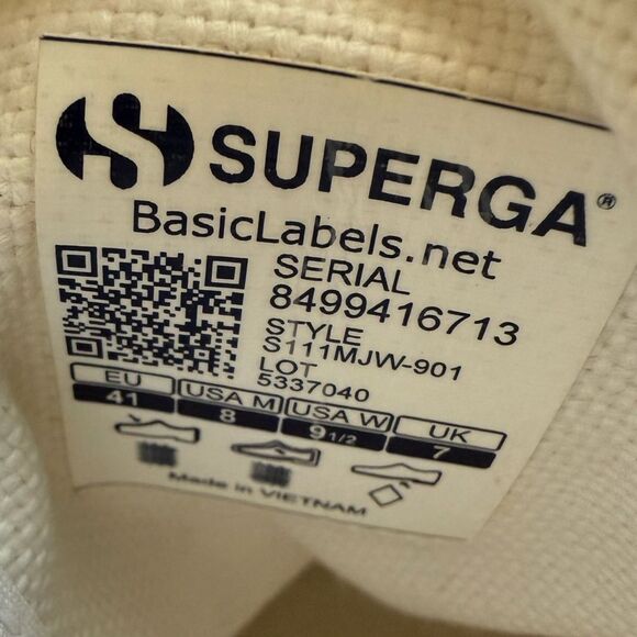 Superga - platform white canvas sneakers Unisex - US W 9 1/2, M 8, EU 41 - Picture 10 of 11